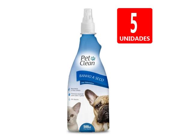 Banho a Seco Pet Clean Liquido para Cães e Gatos 500ml 5un