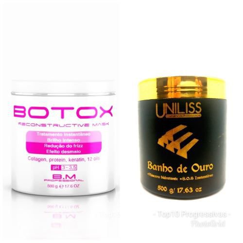 Banho de Ouro S.o.s 500g + Botox Tratamento Instantâneo 500g - Uniliss Cosméticos