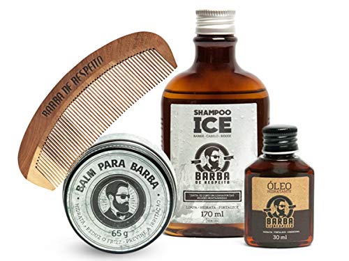 Barba de Respeito - Kit Ice Shampoo 170ml + Oleo 30ml + Balm 65g + Pente