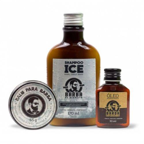 Barba de Respeito - Kit Ice Shampoo 170ml + Oleo 30ml + Balm 65g