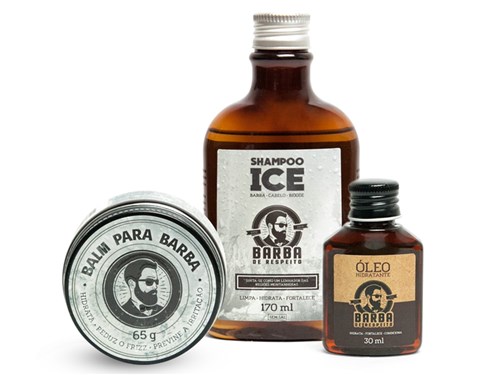 Barba de Respeito - Kit Ice Shampoo 170Ml + Oleo 30Ml + Balm 65G