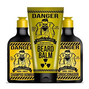 Barba Forte Danger Kit Shampoo + Condicionador Bomba + Bálsamo para Barba