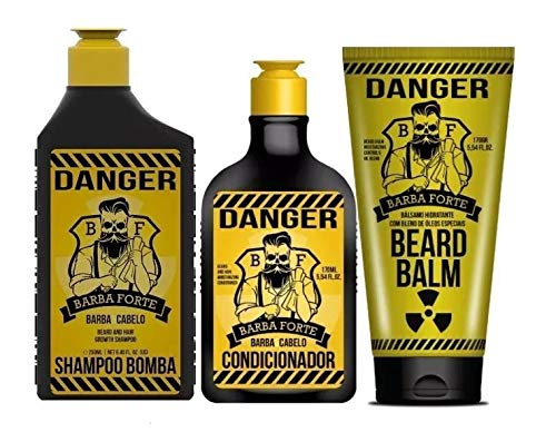 Barba Forte Danger Shampoo Bomba; Condicionador + Beard Balm