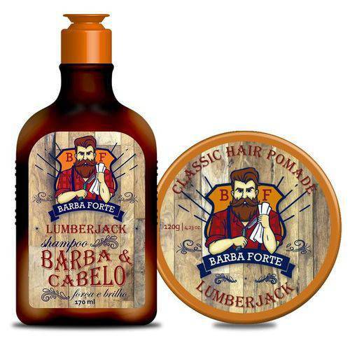 Barba Forte Kit Shampoo Barba e Cabelo Lumberjack + Pomada Modeladora Lumberjack