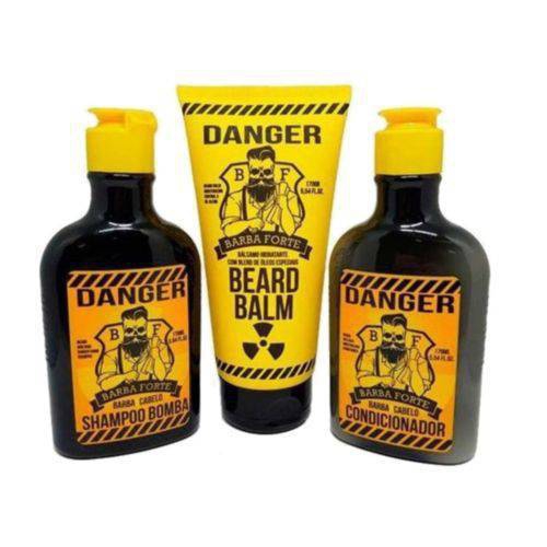 Barba Forte Kit Shampoo Condicionador e Bálsamo Hidratante Danger