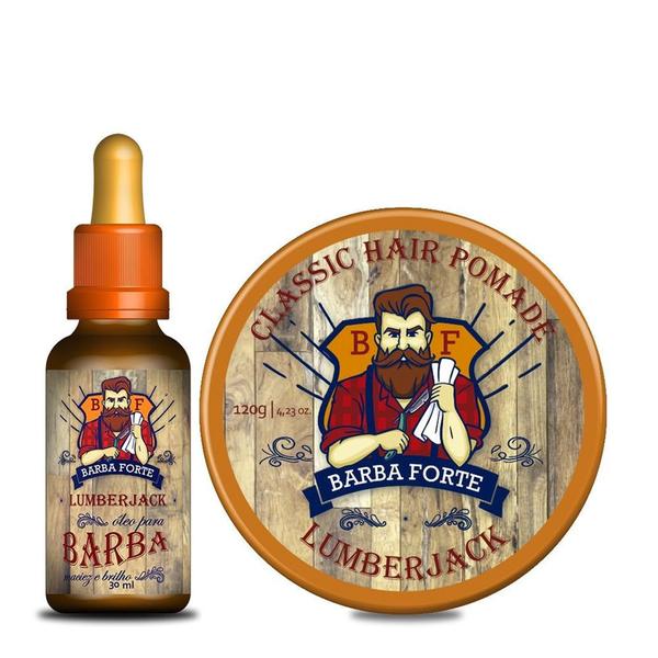 Barba Forte LumberJack Kit Classic Pomade + Óleo para Barba