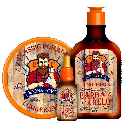 Barba Forte Lumberjack Kit Shampoo + Óleo para Barba + Classic Pomade