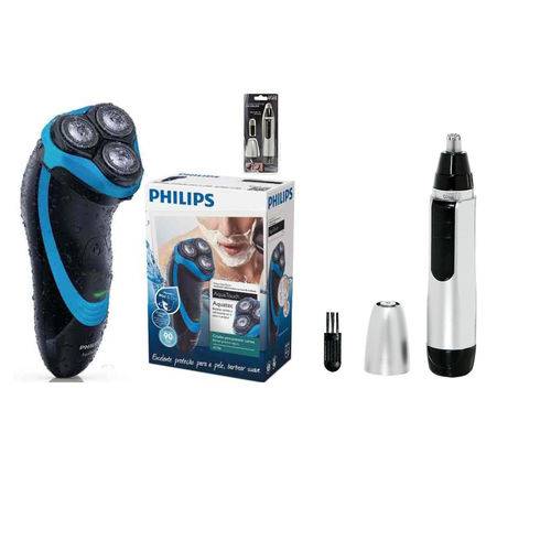 Barbeador Philips Acqua Touch At756/16 Bivolt com Aparador de Pelos do Nariz e Orelha