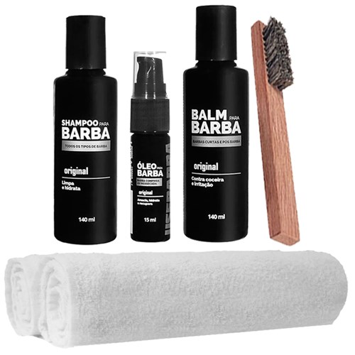 Barbeiro Shampoo Escova 2 Toalhas Balm Óleo Usebarba