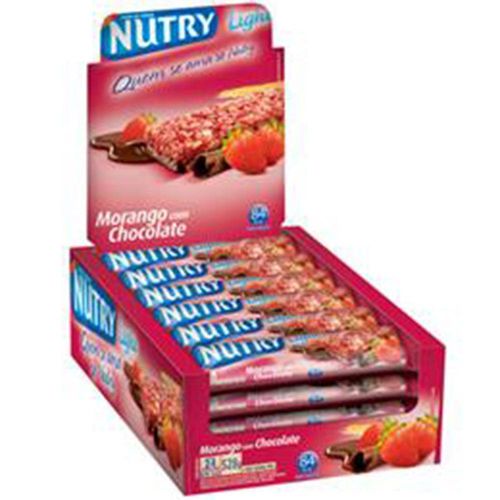 Barra Cereal Nutry Light Morango Chocolate com 24 Unidades