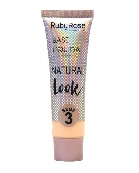 Base Líquida Natural Look HB-8051 Cor Bege 3 - Ruby Rose