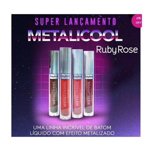 Batom Líquido Metalizado Metalicool Ruby Rose G1 (253)