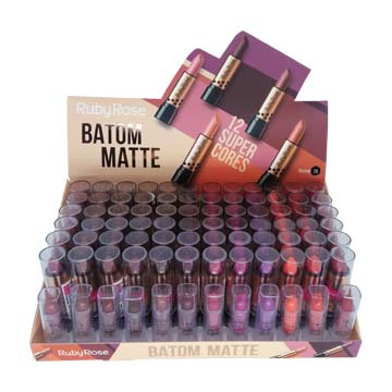 Batom Matte Ruby Rose HB-8516 C/ Provador - Box C/ 72 Unid