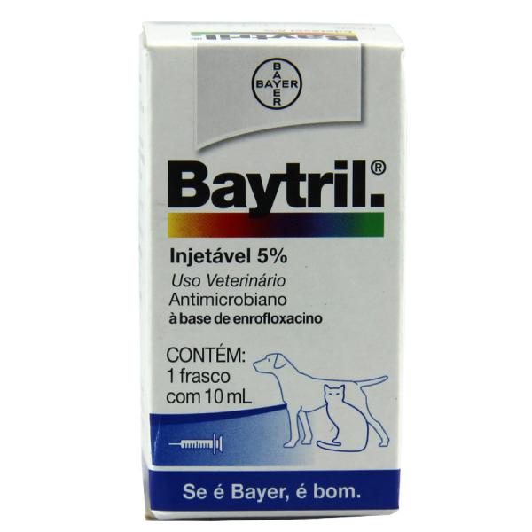 Baytril 5% Injetável 10ml Bayer Antibiótico Cães e Gatos