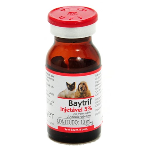 Baytril 5% Injetável Uso Veterinário 1 Frasco Ampola de 10ml