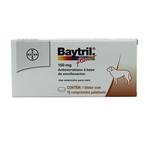 Baytril Flavour 150mg 10 Comp - Bayer (Antibiótico Cães)