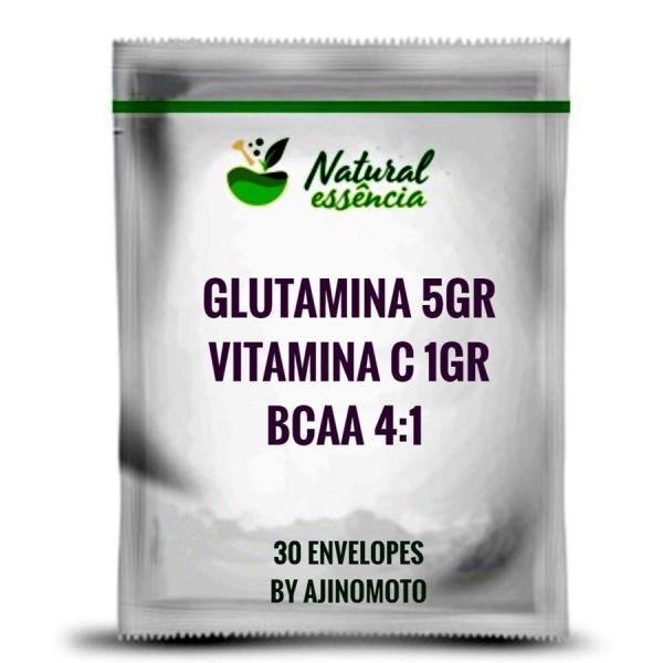 BCAA AJI 41 + Vitamina C 1gr + Glutamina AJI 5gr 30 Sachets - Natural Essência