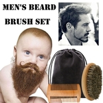 Beard escova Beard Comb Kit For Men Barba, Bigode, Madeira Handle Barber Tool Set