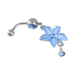 Beauty Flower Stainless Crystal Belly Ring Navel Ring Bar Body Piercing Jewelry