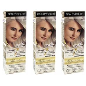 Beautycolor Tinta Creme 11.11 Louro Claríssimo Especial Platinado - Kit com 03
