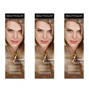 Beautycolor Tinta Creme 9.1 Louro Ultra Médio Claro Acinzentado - Kit com 03