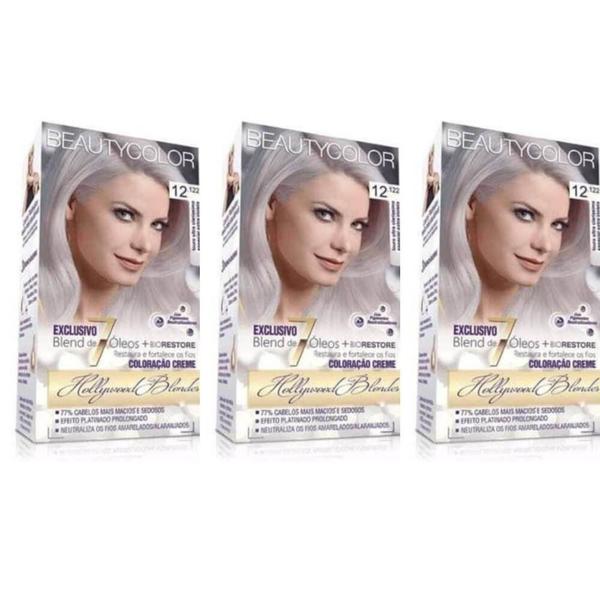 Beautycolor Tinta Kit 12.122 Louro Ultra Claríssimo Extra Violeta (Kit C/03)