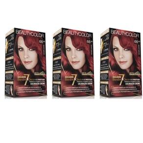 Beautycolor Tinta - Kit 66.46 Vermelho Chama Provocante - Kit com 03