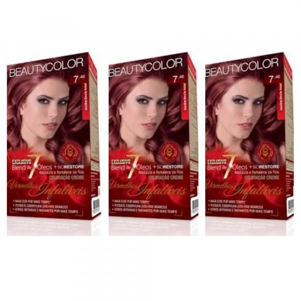 Beautycolor Tinta Kit 7.46 Exuberância Total (kit C/03)