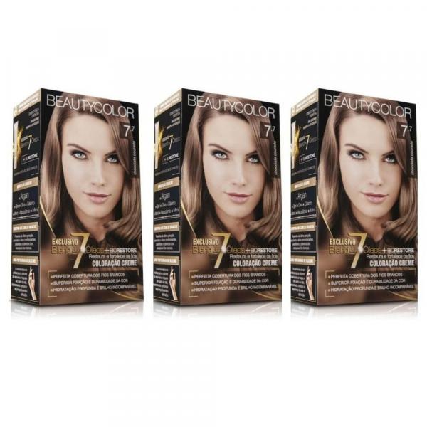 Beautycolor Tinta Kit 7.7 Marrom Dourado (Kit C/03)