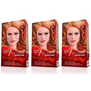 Beautycolor Tinta Vermelhos Infalíveis - Kit 96.44 Ruivo Claro Indecifrável - Kit com 03