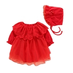 Bebé Adorável Sweet Lace Vestido de malha Jumpsuits Stylish macias macacão com chapéu (quente)