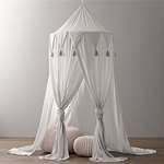 Bebê Bed Canopy colcha Mosquito Crib Rede Cortina Cama redonda Dome Algodão Tenda