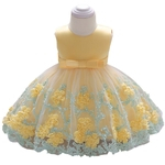 Bebé bonito elegante do laço Princess Dress mangas longas de estilo bowknot Flower Skirt
