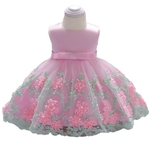Bebé bonito elegante do laço Princess Dress mangas longas de estilo bowknot Flower Skirt