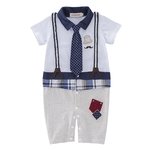 Bebê crianças Meninos manga curta Strap gravata Gentleman Jumpsuit
