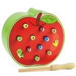 Bebê Enigma de madeira Brinquedos 3D Primeira Infância Brinquedos Educativos Captura Worm Jogo Cor Cognitive morango Magnetic / Apple