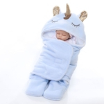 LOS Bebê flanela Unicorn Manta de Bebé Thicken Swaddling para o inverno