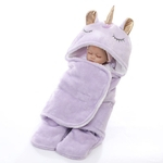 Bebê flanela Unicorn Manta de Bebé Thicken Swaddling para o inverno