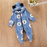 Bebê mangas compridas Romper Cotton Hoodie Jumpsuit com presentes do chuveiro Urso Impresso bebê