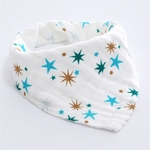 Bebê Multi-camada de bolso bonito impressão dos desenhos animados Cotton Bib arroz