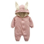 Bebê recém-nascido Jumpsuit bonito com orelhas de coelho encantador com capuz de algodão Romper