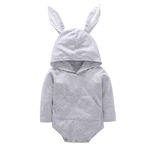 Bebê recém-nascido Jumpsuit bonito com orelhas de coelho manga comprida Unisex encantadora com capuz Romper