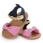 Bebé sapatos macios Sole Canvas bowknot Prewalker Sandálias da criança infantil no verão
