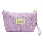 Bela Cosmetic Floral Bag portátil Viagem maquiagem recipiente de armazenamento de lavagem de lona (rosa claro)