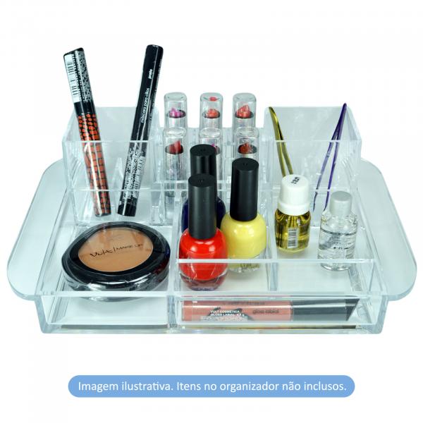 Beleza Pro - Porta Maquiagem Organizador Acrílico C/ 14 Divisórias MF-B006 - Beleza Pro