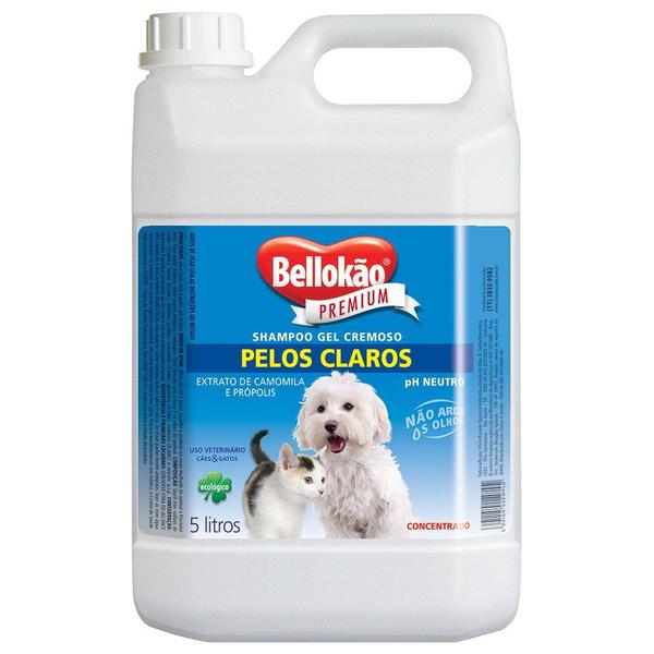 Bellokão shampoo pelos claros 5 LT cães e gatos