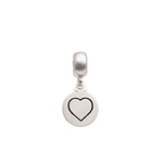 Berloque de prata redondo liso 11mm coração com resina