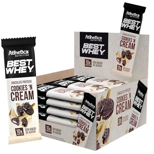Best Whey Chocolate Proteico 50g Chocolate Branco com Gotas de Cookies Caixa C/ 12 Unidades - Atlhetica