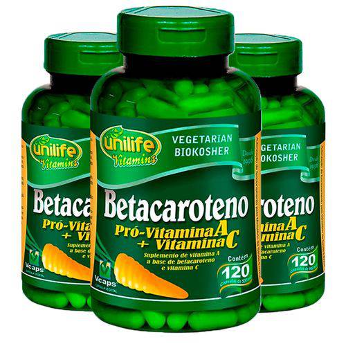 Betacaroteno - 3x 120 Cápsulas - Unilife