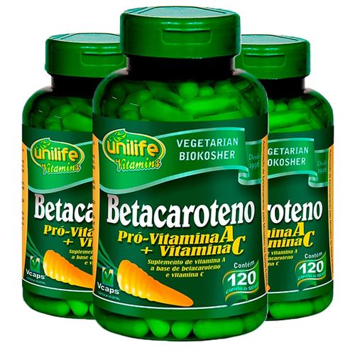 Betacaroteno - 3x 120 Cápsulas - Unilife